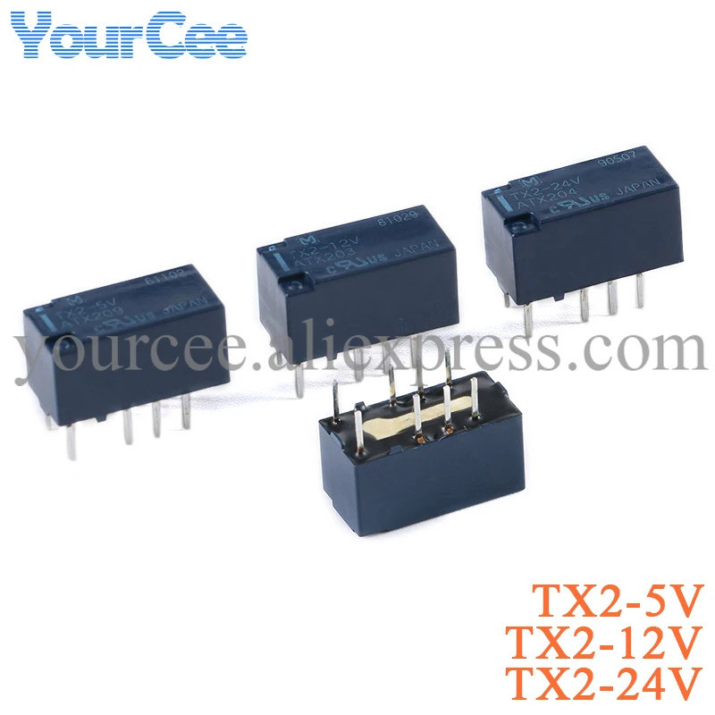 2 Chiếc Rơ Le Tín Hiệu 5V 12V 24V 2A TX2-5V TX2-12V TX2-24V ATX204 ATX203 ATX209 Rơ Le 8 Chân