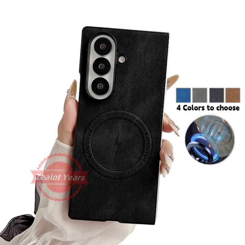 Ốp Lưng Cho Samsung Galaxy Z Fold 7 5G Fold7 Ốp lưng Da Pu Sang Trọng Từ Tính Bảo Vệ Mặt Sau