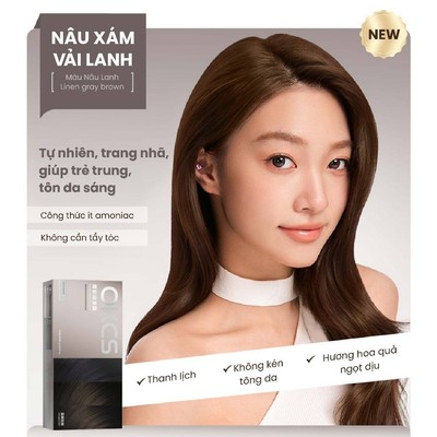 Kem nhuộm tóc tại nhà OKCS màu Nâu Xám Vải Lanh –Màu lên chuẩn salon, không cần tẩy, an toàn cho tóc