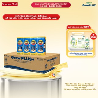 Thùng Sữa Bột Pha Sẵn Nutifood GrowPLUS+ Xanh (Biếng Ăn) 180ml  -Trên 2 tuổi - Tăng Cân Khỏe Mạnh (48 Hộp x 180ml)