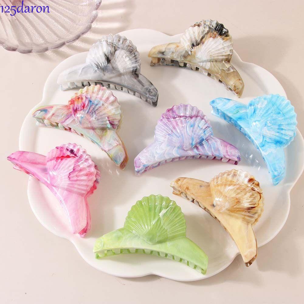 DARON1 Acetate Shell Kẹp Tóc, Acetic Acid Mũ Đi Biển Acetic Acid Barrettes, Vỏ Hình Cá Mập Kẹp Tóc P