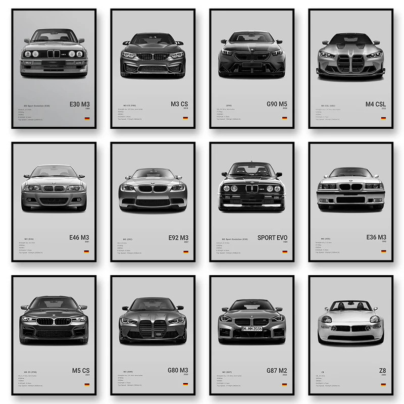 G80 M3C E39 M5 Xe Canvas Treo Tường Nghệ Thuật In Poster M5 CS G87 M2 Xe Thể Thao Tranh Trang Trí Hi