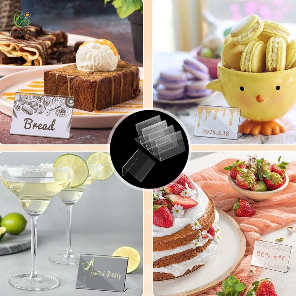 [FUXIN]Price Tag Stand Label Stand Name Card Transparent Holder L Shape 20pcs