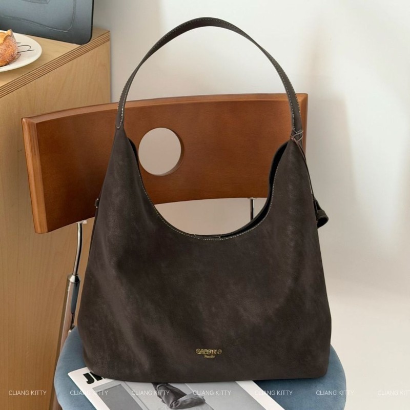 # # [Ximeng Bưởi] Garfield Family Retro Matte Màu Cà Phê Túi Tote Túi Nách Một Vai Dung Tích Lớn [Xi