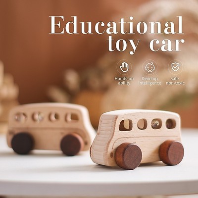 Bé Bằng Gỗ Xe Buýt Đồ Chơi Ô Tô Montessori Giáo Dục An Toàn Đồ Chơi Xếp Hình Trò Chơi 0-3 Tuổi Trẻ Em Quà Tặng