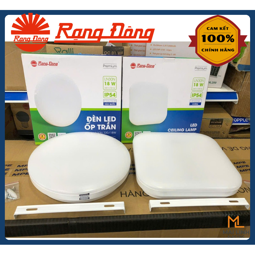 (Rạng Đông) Đèn Led ốp nổi Tràn Viền 18W (Vuông & Tròn) (Bo Viền) - Đường kính 220mm - Ánh sáng trắn