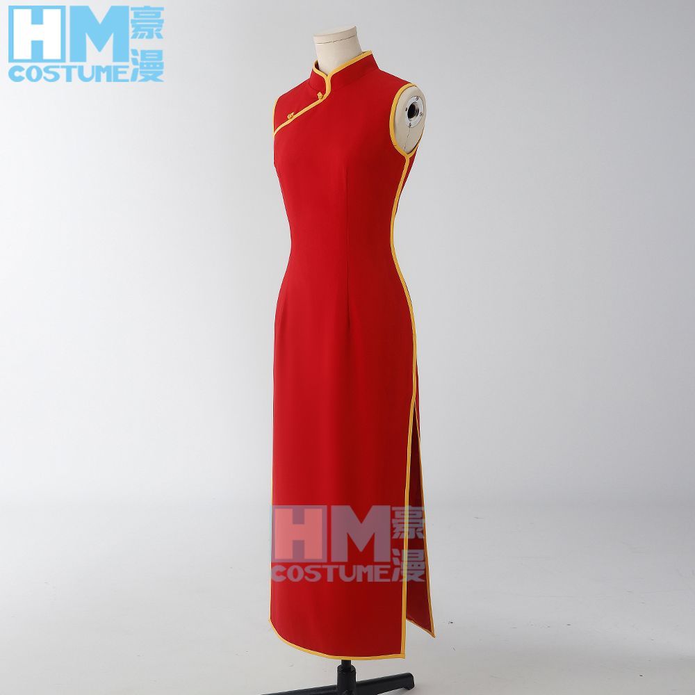 [cos Quần áo] Haoman Gintama cos Quần áo Kagura cos Quần áo Kagura Không tay Sườn xám Trang phục cos