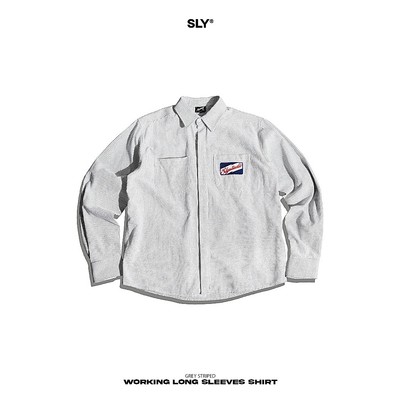Áo Sơ mi tay dài Oxford SLY Working sọc xám