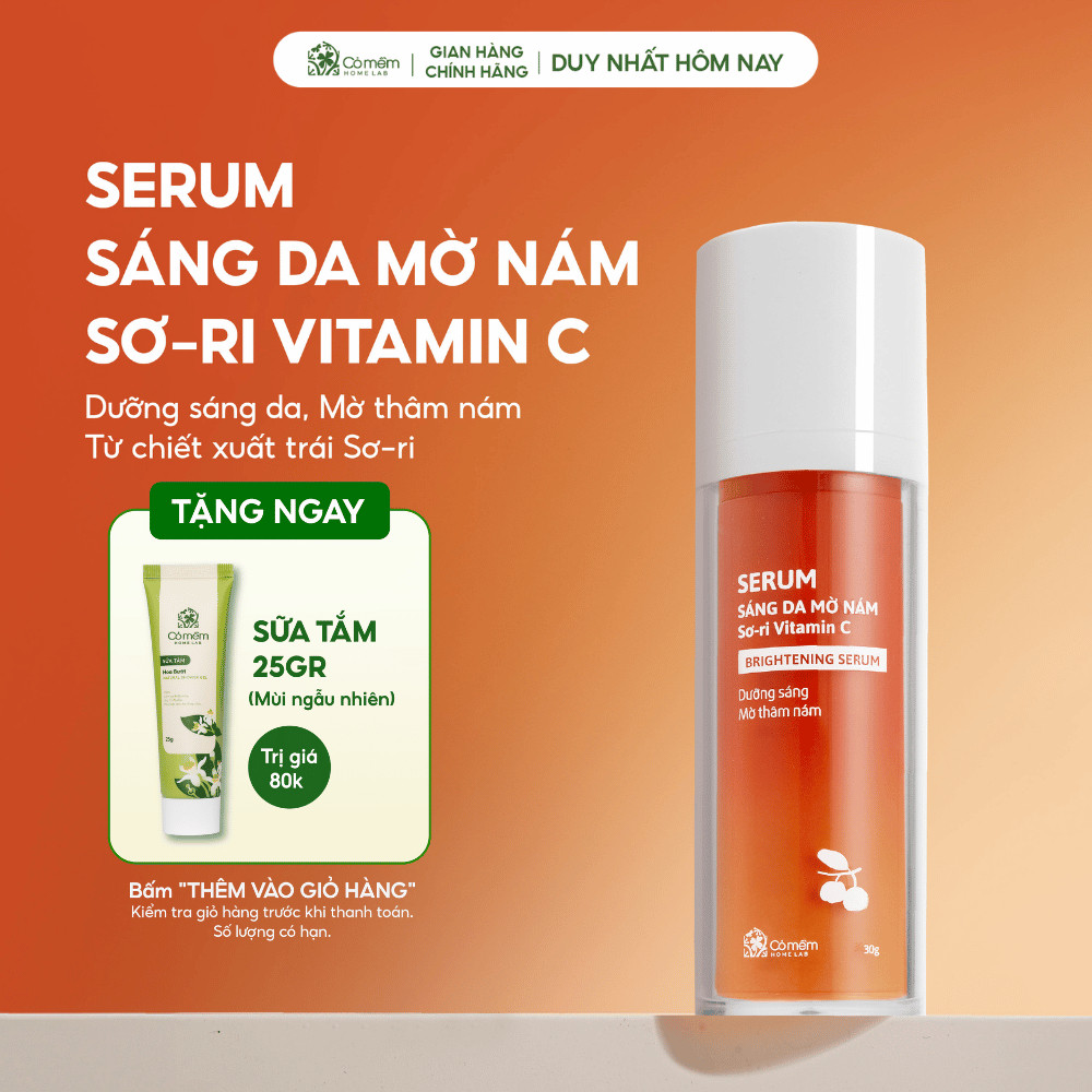 Serum Vitamin C Giúp Sáng Da Mờ Vết Nám Tàn Nhang Dưỡng Da Chiết Xuất Sơ Ri Cỏ Mềm 30gr