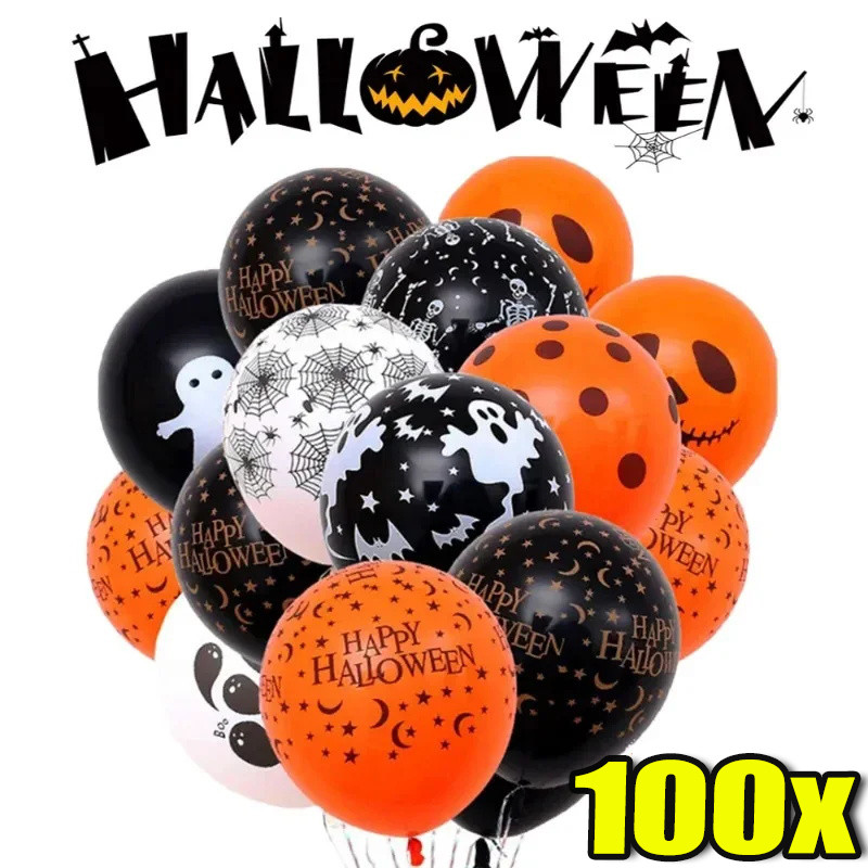 Tiệc lễ hội Bóng bay trang trí Halloween - Skeleton Spider Web Ghost Elements Bong bóng bơm hơi cao su