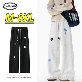  Quần nam phong cách Hàn Quốc plus size từ M đến 8XL màu đen ống rộng phù hợp mùa thu 