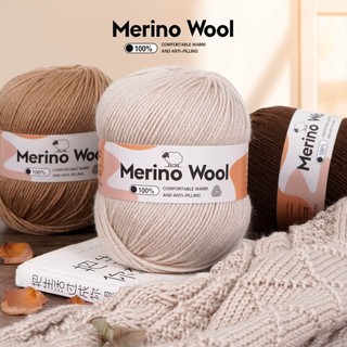 Len Merino 100g / Cuộn Sợi Thô Trung Bình 2.5mm Dệt Kim Tay Áo Mũ DIY