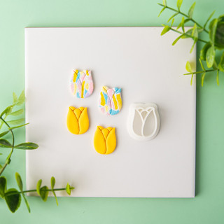 Hoạt Hình Hoa Tulip Polymer Đất Sét Cắt DIY Nhúng Làm Gốm Đất Sét Bông Tai Trang Sức Mặt Dây Chuyền Dụng Cụ