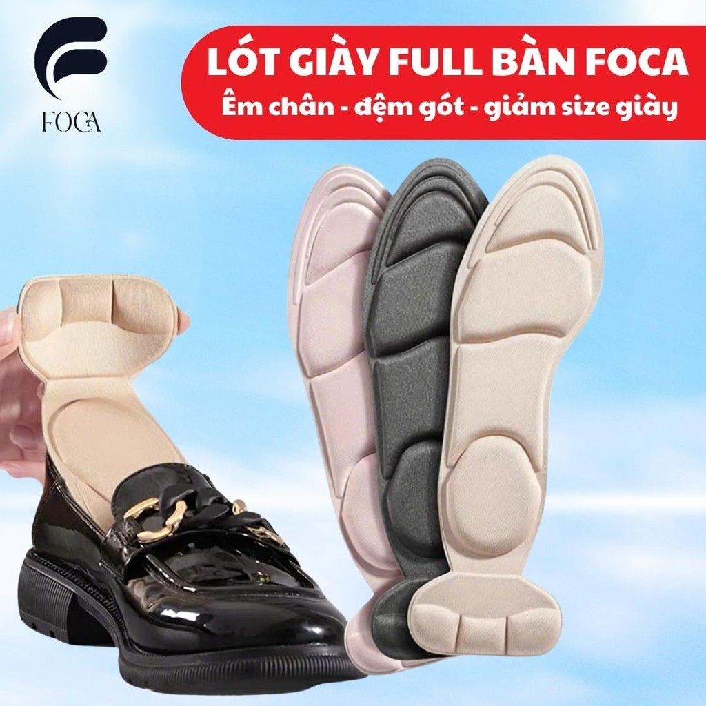 Miếng Dán Lót Giày 7D Foca chống rộng, khử mùi, chống trầy gót, full bàn chân, êm chân