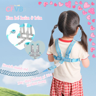 Trẻ em ra ngoài chống mất dây, vòng đeo tay+dây đeo kép, phản xạ ban đêm, đi bộ trẻ em