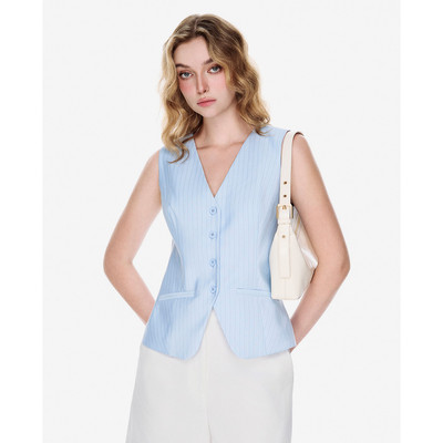 GIGI - Áo khoác gilet nữ cổ V kẻ sọc_G1206T255235-24