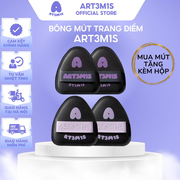   ART3M1S  Mút Trang Điểm Đánh Nền Phủ Phấn ART3M1S SIêu Mềm Không Hút Nền Kèm Hộp Đựng 