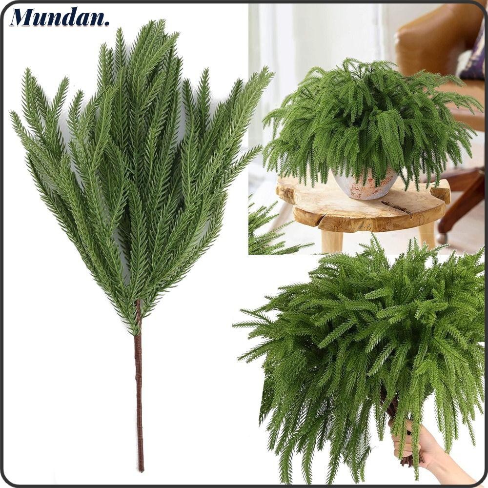 MUNDAN Nhân Tạo Nhánh Thông Norfolk, Nhánh Cender Mô Phỏng Bằng Nhựa Xanh, Sắp Xếp Hoa Sáng Tạo Tran