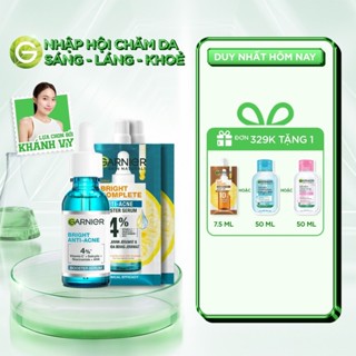 Bộ dưỡng chất ngăn ngừa, giảm mụn mờ thâm dành cho da dầu, mụn Garnier Bright Complete Serum