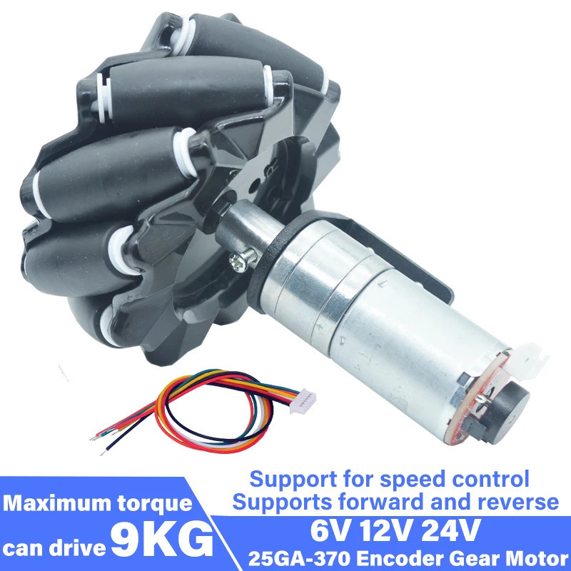 DC 6V 12V 24V JGA25-370 Bộ mã hóa DC Động cơ bánh xe đa năng Bánh xe Omni Wheel McNamee Wheel Forwar