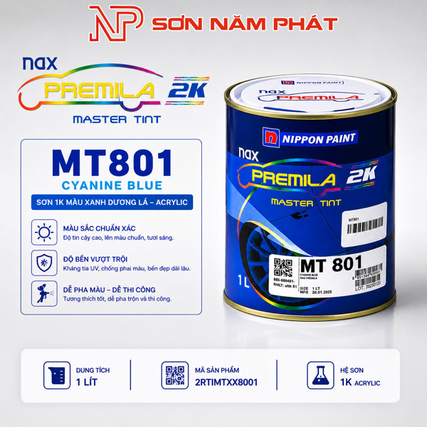 Sơn Nippon 1K MT801 – Xanh Dương Lá | 1 Lít