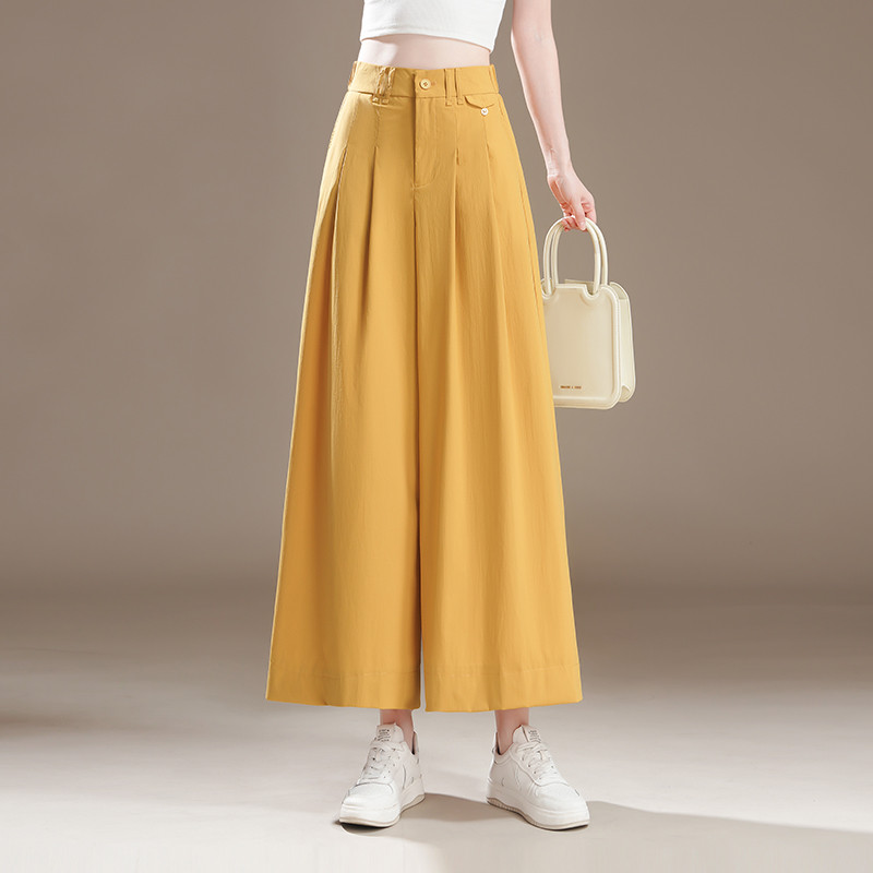 2026 Phong Cách Mới Mùa Hè Nữ Jiufen Yamamoto Quần Ống Rộng Eo Cao Rời Ôm Hơn Nhìn Drape Ice Silk Th