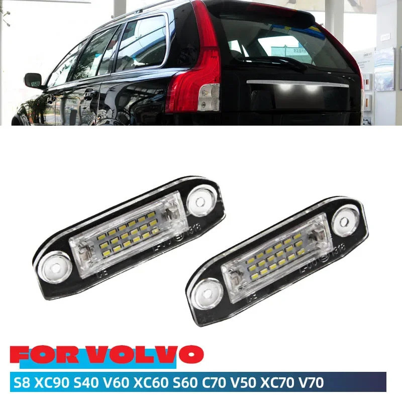 HUI 2 Chiếc Biển Số Ô Tô Đèn LED Canbus Lỗi Miễn Phí Cho Volvo S80 XC90 S40 V60 XC60 S60 C70 V50 XC7