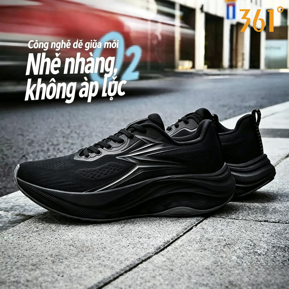361° 【5-10km】Giày Chạy Bộ Nam Nữ O2 Mới 2026 Bề Ngang Rộng Lưới Thoáng Giảm Sốc Đàn Hồi Chạy Tập Gym