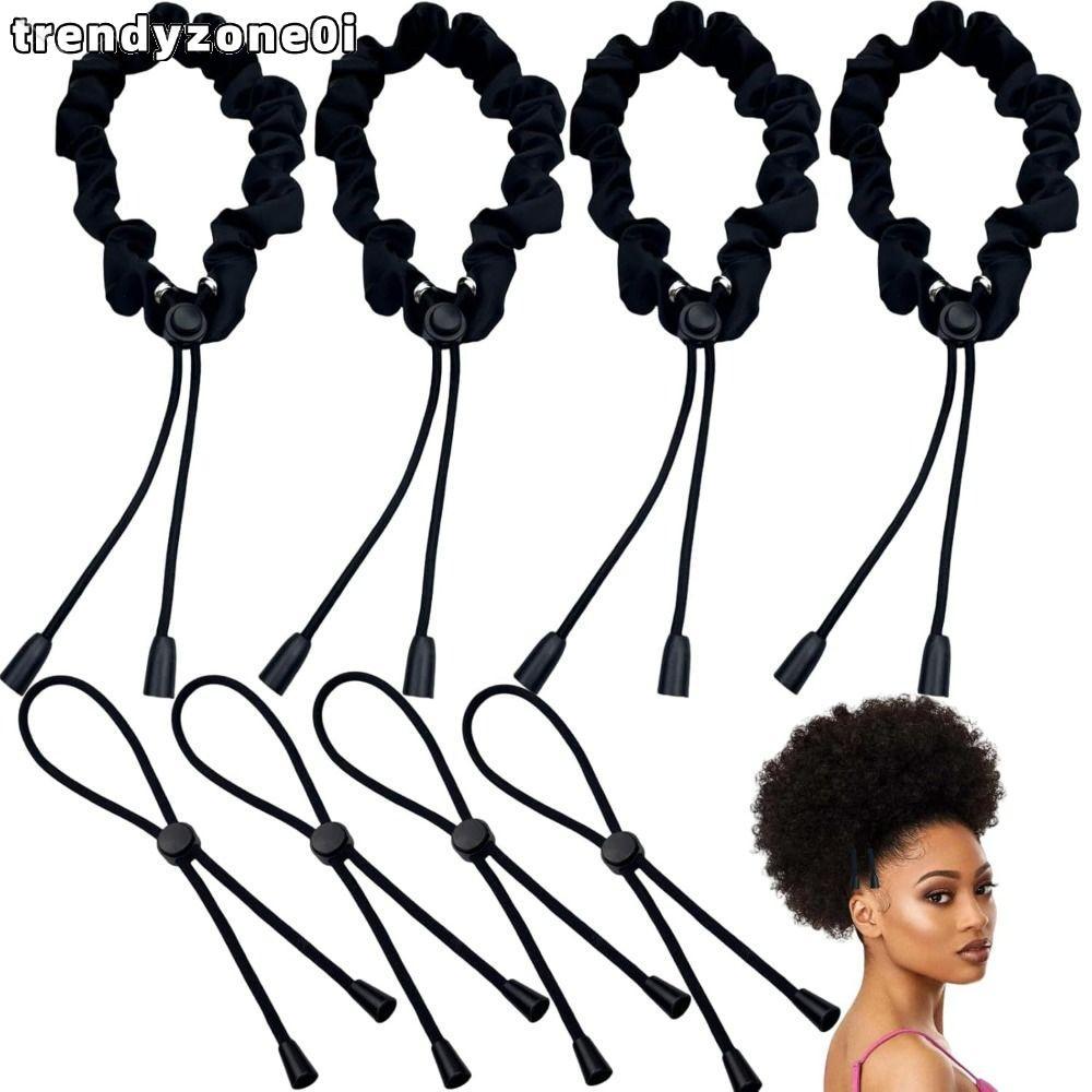 Dây buộc tóc TRENDYZONE0I, Dây buộc tóc Afro có thể điều chỉnh, Dây buộc đuôi ngựa màu đen cho phụ n