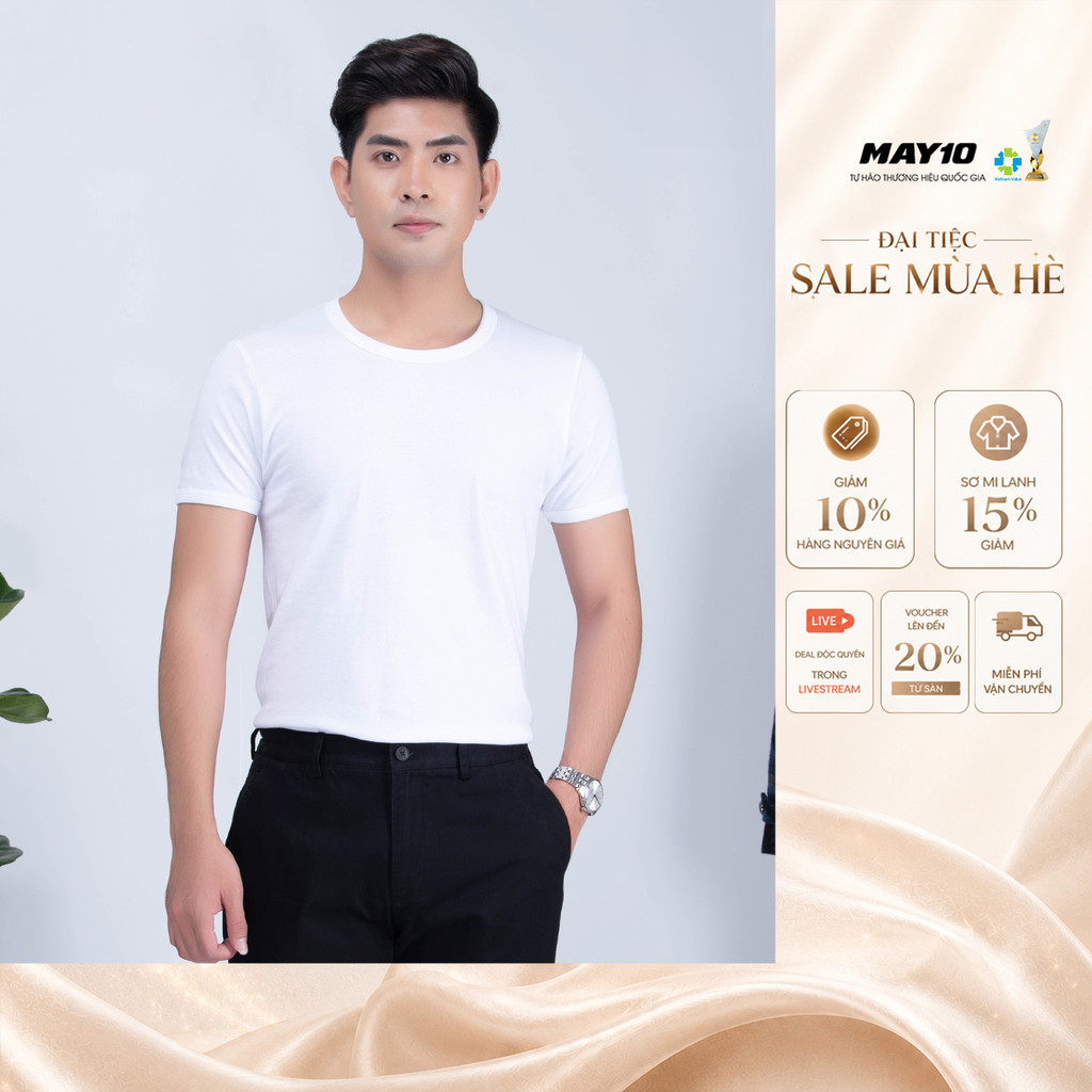 Áo may ô nam cộc tay May 10