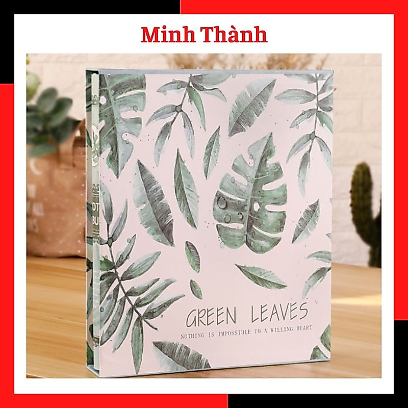 Album đựng ảnh 10x15 đựng được 200 ảnh CÓ HỘP mẫu lá xanh