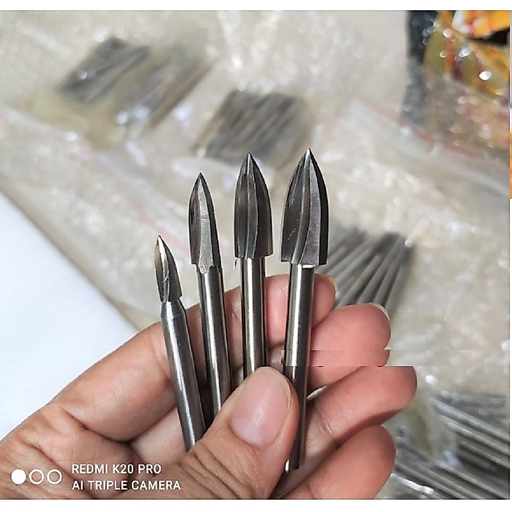 Đầu khắc gỗ trục 6mm - 3 khía ( mũi điêu khắc gỗ, tỉa bonsai)