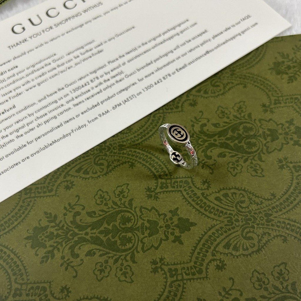 KVOQ GG Ancient Home  925Silver ring Interlocking narrow resin rings Personality and temperament rin