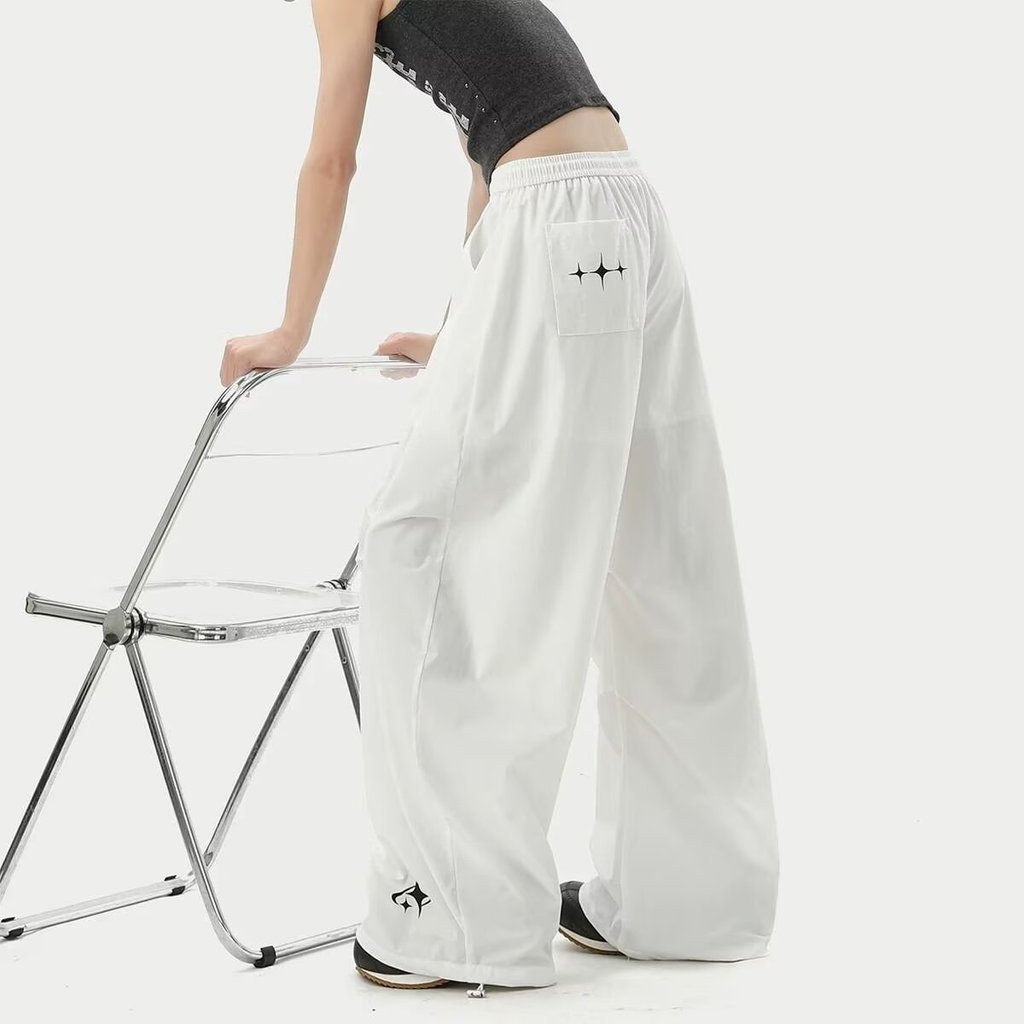 88rising American High Street Logo Kim Loại Khâu Khâu Ngoài Trời Nhanh Khô Rời Thẳng Quần Thường Ngà