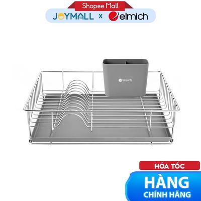 Kệ Úp Bát Đĩa Inox304 Elmich 1 Tầng Elmich EL8443, Hàng Chính Hãng, Có Hộp Đũa Muỗng Thìa - JoyMall