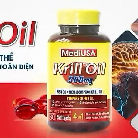 Dầu nhuyễn thể Krill Oil MediUSA ( 60 viên) - bổ sung omega 3 hỗ trợ sức khỏe tim mạch