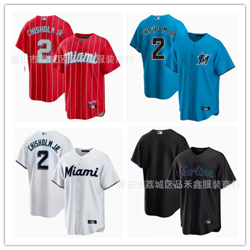 Giao hàng trong ngàyÁo đấu Miami Marlins Miami Marlins số. Đồng phục bóng chày nam 2 Chisholm jr