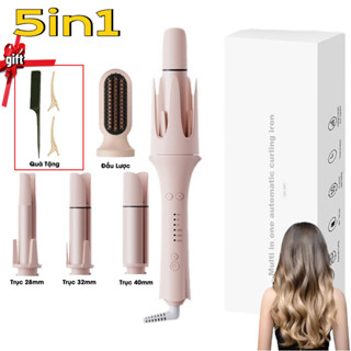  Máy uốn tóc làm xoăn tự động 5in1 ionQ Wavy Pro 3 đầu uốn 1 đầu uốn hippie và 1 đầu lược thẳng 
