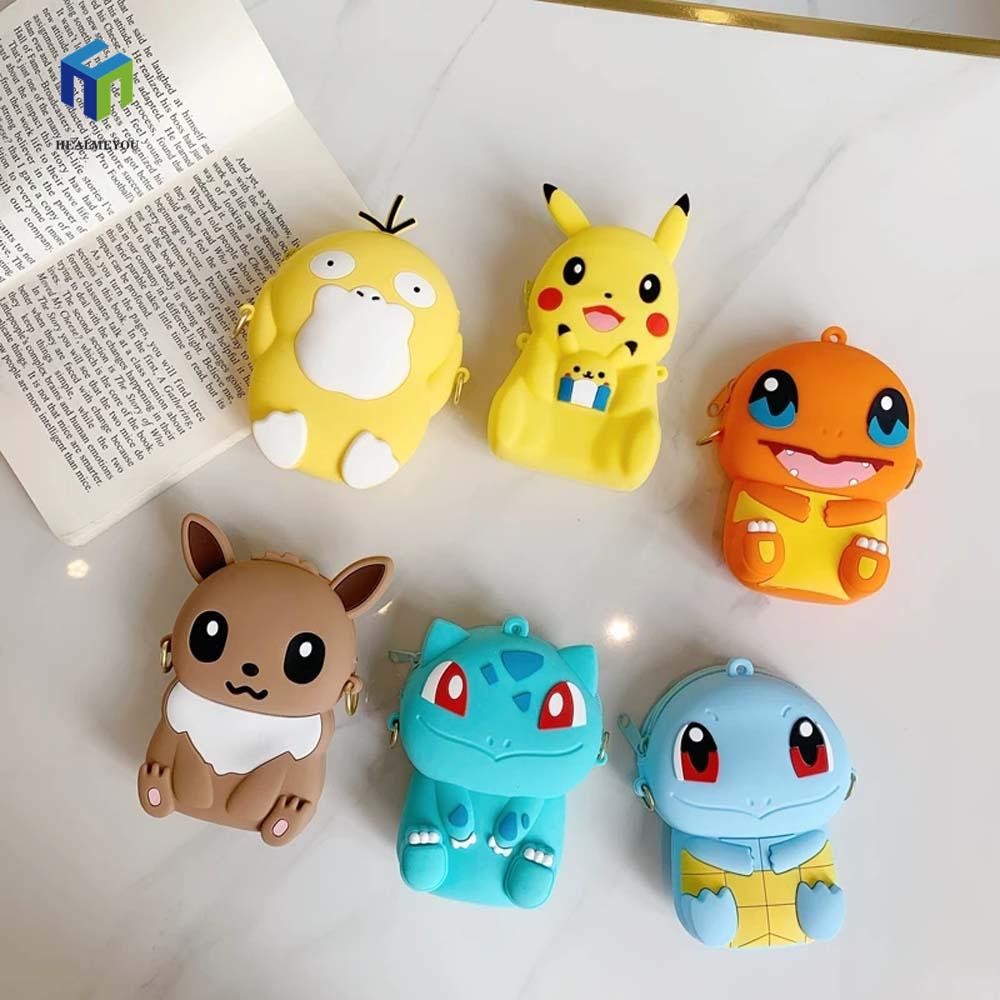 HEALMEYOU Túi Đeo Vai Đựng Tiền Xu Bằng silicone Hình pokemon go eevee kawaii squirtle Cho Trẻ Em