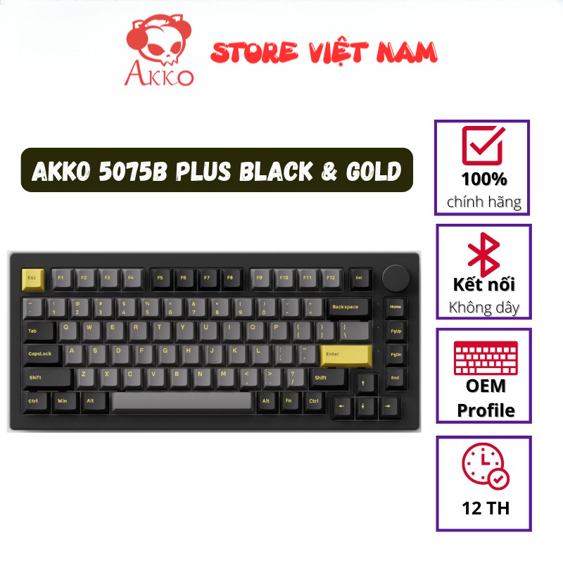 Bàn phím cơ AKKO 5075B Plus Black & Gold (Hotswap/RGB/Multi-modes)