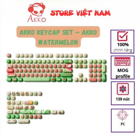 AKKO Keycap set – Watermelon (PBT Dye-subbed / MOG profile / 139 nút)