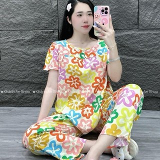  KA104 - Đồ bộ Tole Lanh Nữ Áo Có Tay Bồng Quần 9 Tấc Nhiều Hoạ Tiết Dễ Thương 