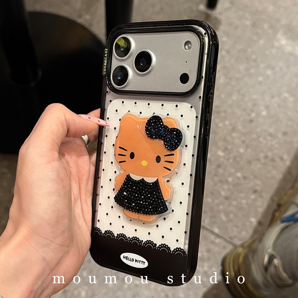 Ốp lưng Iphone 14 Pro Max INS Hàn Quốc 3D Hello Kitty Vỏ cứng chống sốc Iphone 17 Pro Max Vỏ bảo vệ Camera dày cho iPhone 17 16 15 14 13 Pro Max