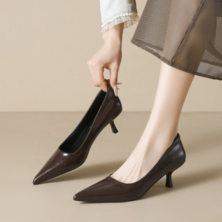 Giày Nữ Nổi Tiếng 338-1 Mũi Nhọn Giày Nữ Stiletto Đen Giày Công Sở Nông Miệng Sang Trọng Giày Cao Gót Nữ Không