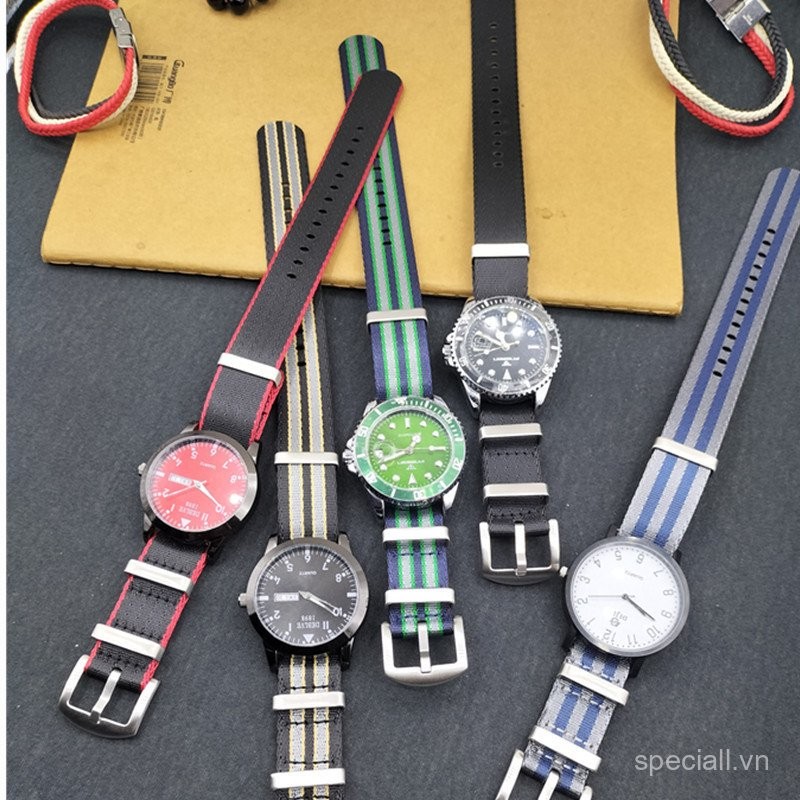 18 / 20 / 22 / 24mm NATO Nylon Dây Đeo Đồng Hồ Vải Dây Đeo Tay Đa Năng Thay Thế Phụ Kiện