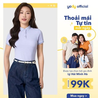 Áo Polo Nữ Yody Vải Siêu Co Giãn Bo Cổ Dệt Thể Thao Hạn Chế Bám Mồ Hôi Thoáng Mát WCPO25S035