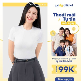 Áo thun t-shirt nữ YODY trơn basic cổ tròn dáng croptop năng động thoáng mát WCTS25S183