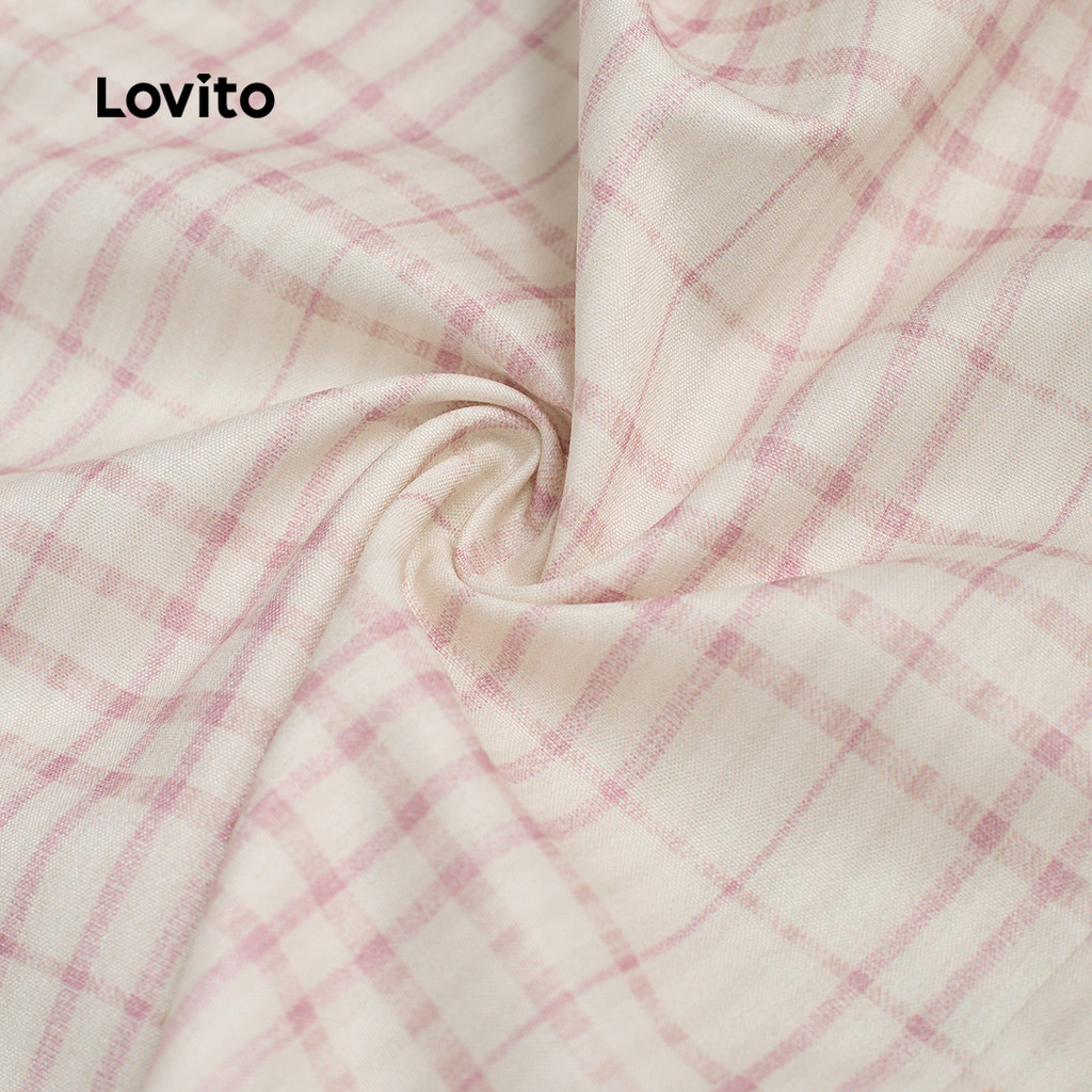 Áo kiểu nữ Lovito hồng xuân hè nơ Gingham phong cách thường ngày L136AD105 | BigBuy360 - bigbuy360.vn