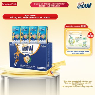 Sữa bột pha sẵn Nuvi Grow 2+ hỗ trợ phát triển chiều cao trí não Thùng 48 hộp x 110ml