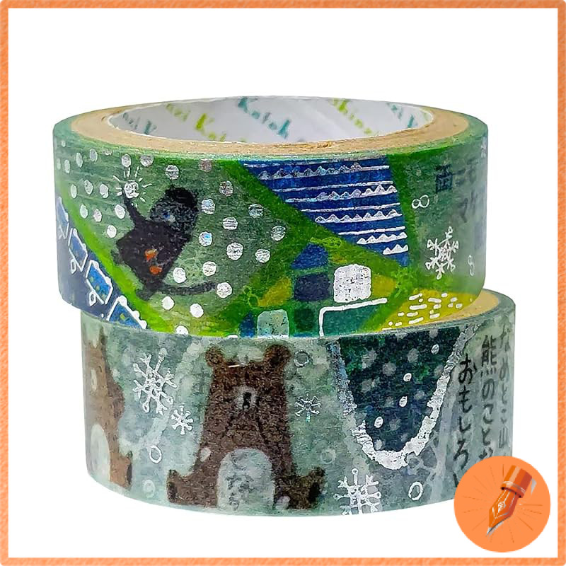 Shinzi Katoh Japanese Made Foil-Stamped Kenji Miyazawa Decorative Masking Tape Set 2 Rolls 3 Meters